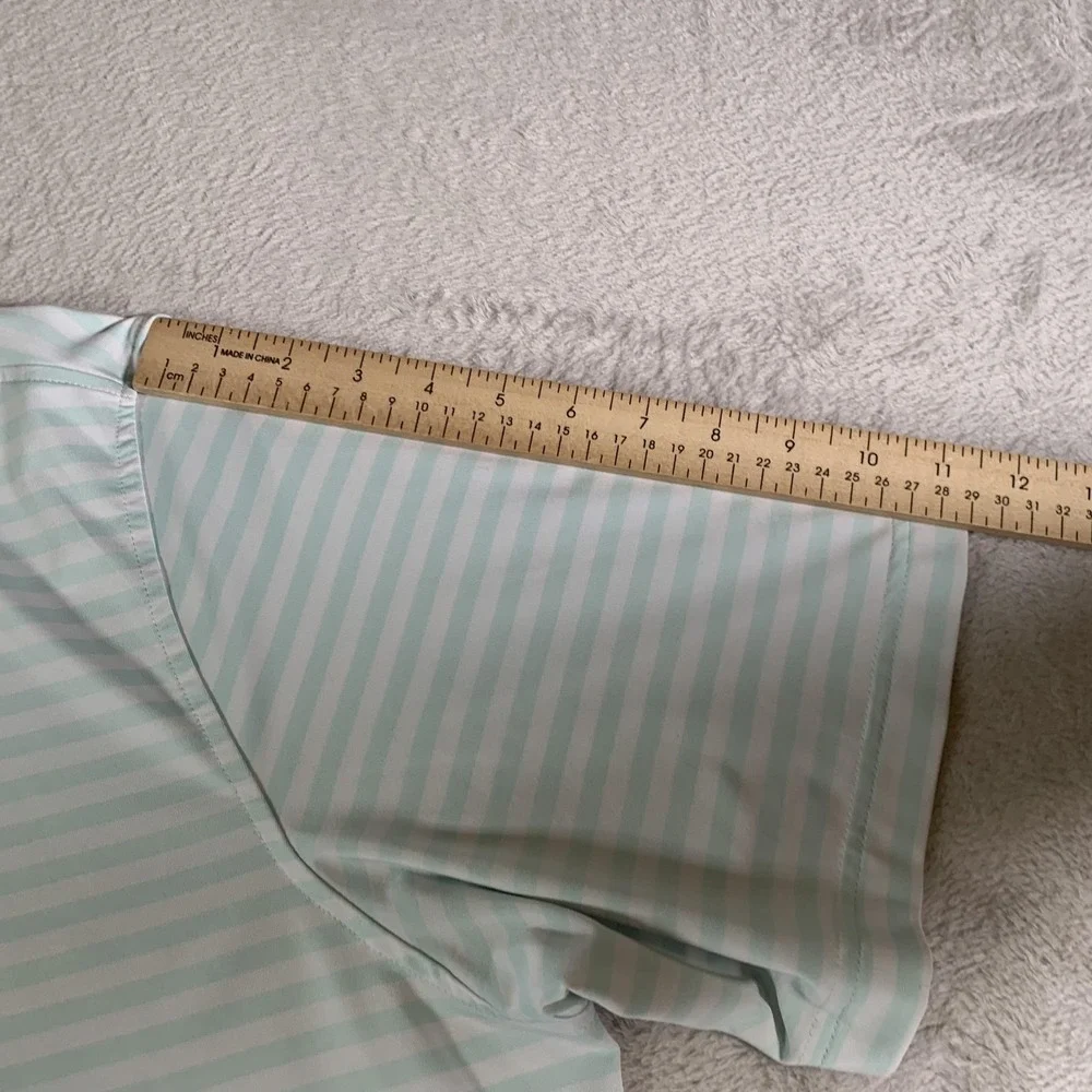 Adidas AdiPure Polo Shirt Mens XL Mint Green White Stripe Golf Performance‎